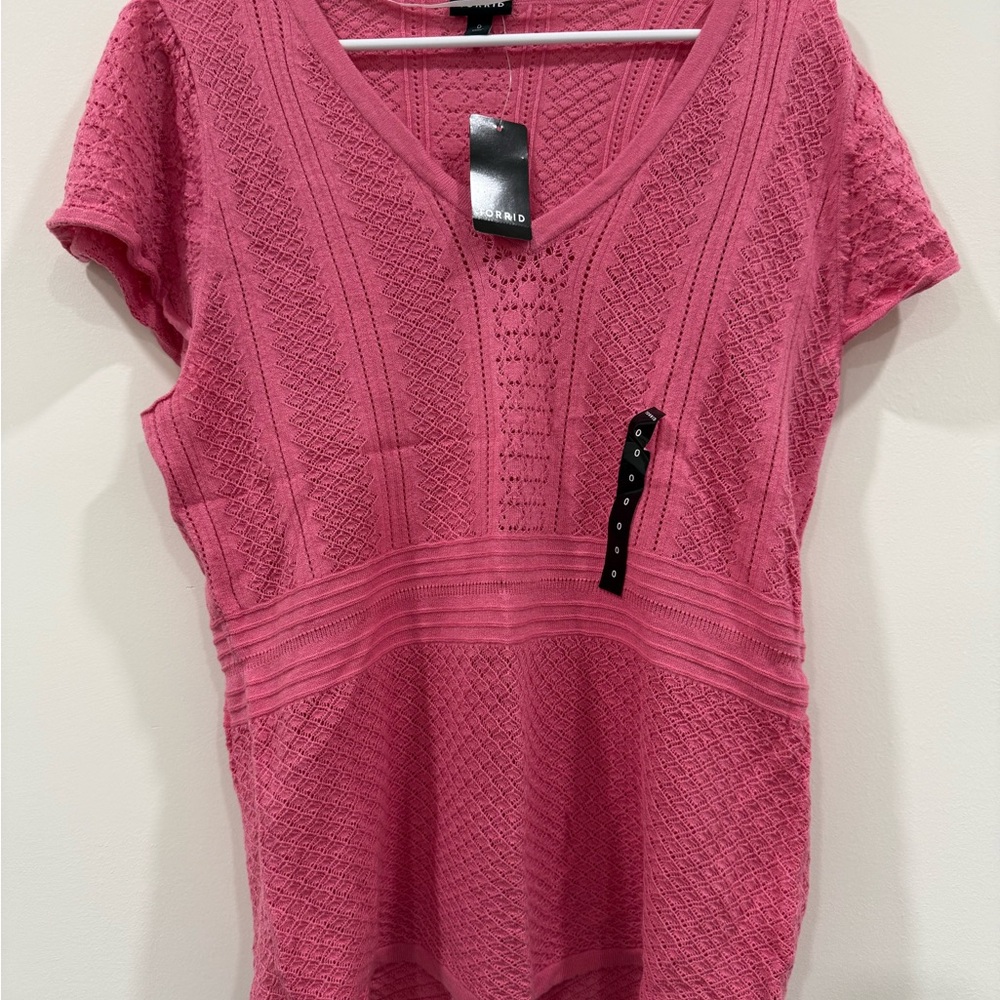 Torrid Rose Lace V-Neck Thin Sweater